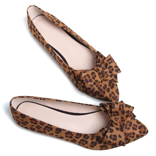 Image of TN TANGNEST Women's Flats Comfortable Dressy Slip On | Pointed Toe Bow Ballet Shoes, Business Casual Office Flats, Suede Flat Shoes