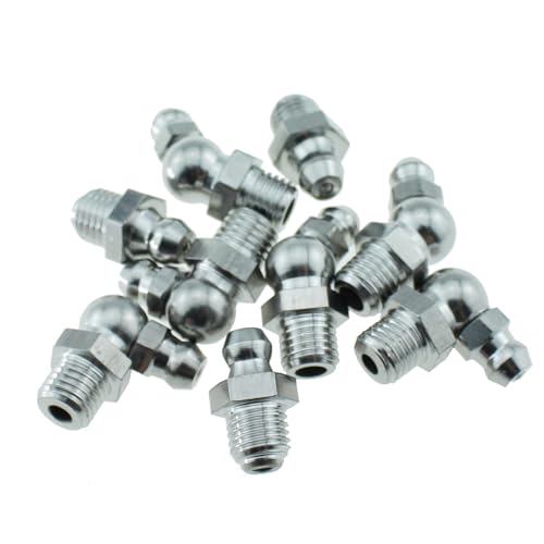 Image of 9PCS M8-M8x1 /M8x1-45 Degrees /M8x1-90 Degrees Hydraulic Grease Fitting Kit Silver Stainless Steel Grease Fitting Suitable for Car Motorbikes Trucks Farm Industrial Application