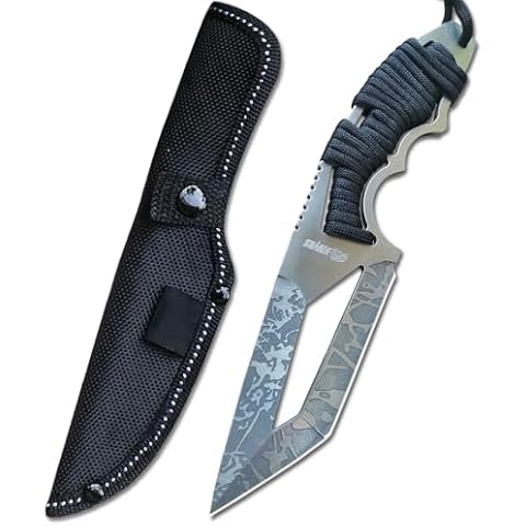 DOOM BLADE 8.07" Fixed Blade Hunting Knife with Nylon Sheath, Survival Knife,Full Tang Bowie Knife with Paracord Handle,For Hunting, Camping,Bushcraft,Man Woman Gift(Black) Cover