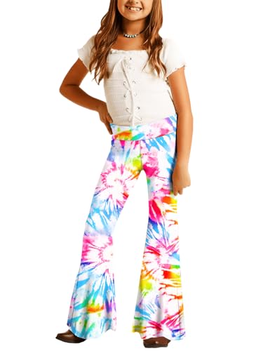 Image of Deerose Girls Halloween Hippie Bell Bottom Pants High Waist Flare Pants 5-14 Years