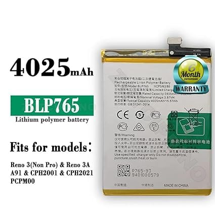 Image of Original BLP765 Battery for Oppo Reno 3 / A91 / F15 CHP2001 / CPH2021 PCPM00 Battery with 6 Month Warranty**** (N231)