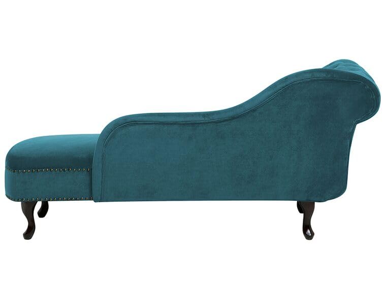 Image of Velvet Modern Chesterfield Chaise Lounge Couch 166 X 63 X 76 for Your Loving Space (Teal, Left Arm)