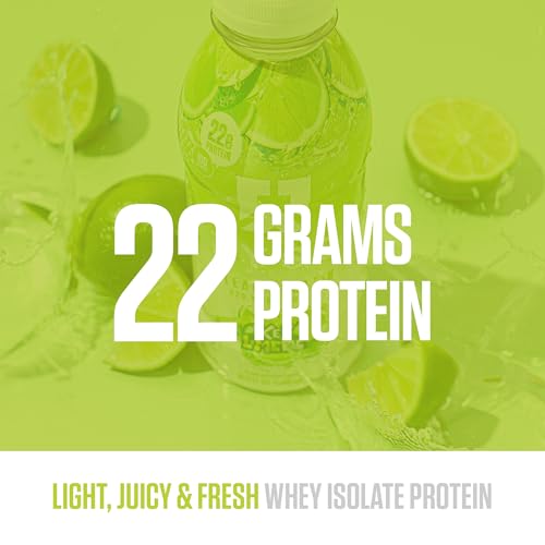 RYSE Clear Protein Drink - Key Lime Pie - 100 Calories, 22g Whey Isolate Protein Shake, Sugar-Free, 0g Fat & Lactose-Free - Refreshing Ready-to-Drink Beverage - 16.9 fl oz Bottles (12-Pack)