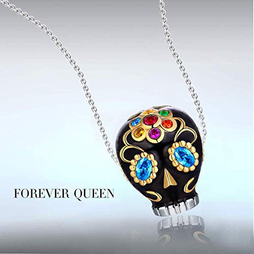 Forever Queen Skull Charms Fit Charms Bracelets, 925 Sterling Silver Sunflower Dia De Los Muertos Bead Multicolor Cz Charm For European Bracelets& Necklace, Best For Women Girls Fq0036 #TOP3