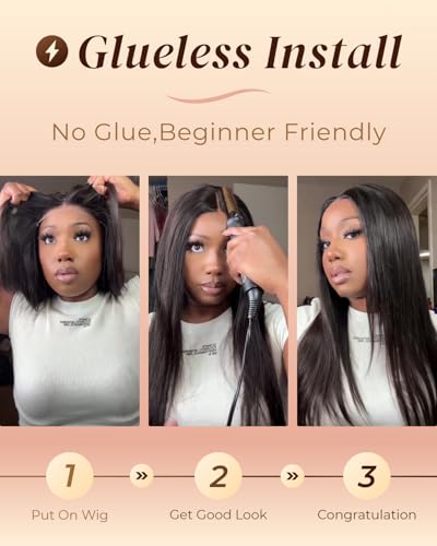 Image of Arabella 6x6 HD Lace Glueless Wigs Human Hair 15A Silky Straight Wig 20inch