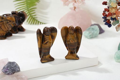 YATOJUZI Décoration œil de tigre en cristal de 5,1 cm - Sculpture en pierre naturelle polie sculptée à la main - Jolie figurine de guérison
