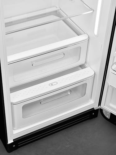 Image of Smeg Retro Style FAB28 50s Style Refrigerator, Right Hinge, Matte Black - 9.93 Cu. Ft. - Made in Italy