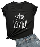 DANVOUY Womens T Shirt Casual Cotton Short Sleeve V-Neck Graphic T-Shirt Tops Tees Black X-Large