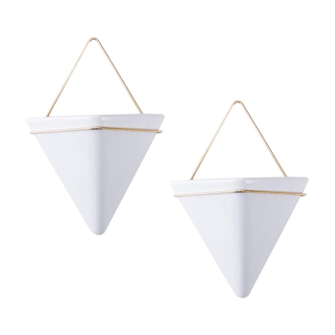 Ngbbby Wall Planter Triangle Ceramic Hanging Planters Succulent Pot Container Decoration 2PCS Small
