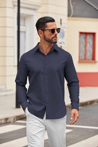 COOFANDY Mens Casual Button Down Shirts Long Sleeve Regualar Fit Dress Shirt Oxford Shirts for Men3