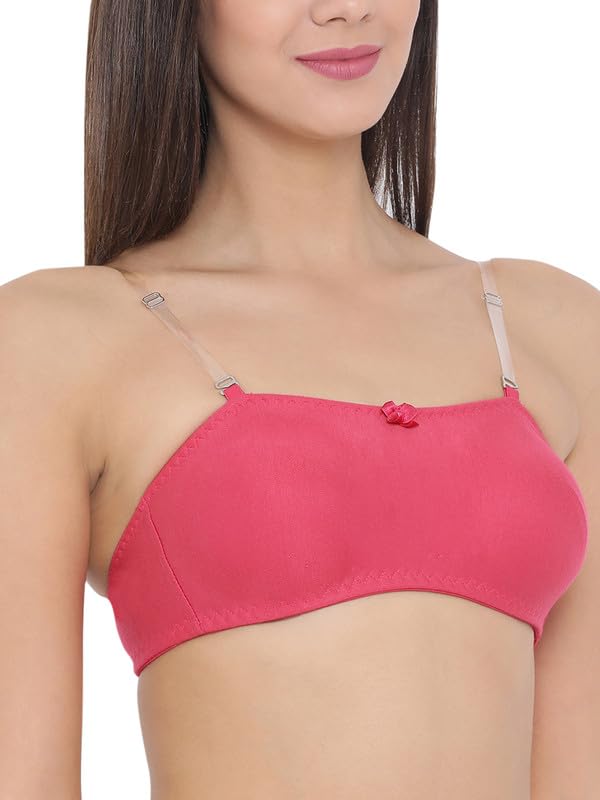 Image of Clovia Women's Cotton Rich Solid Non-Padded Full Cup Wire Free T-Shirt Bra in Pink