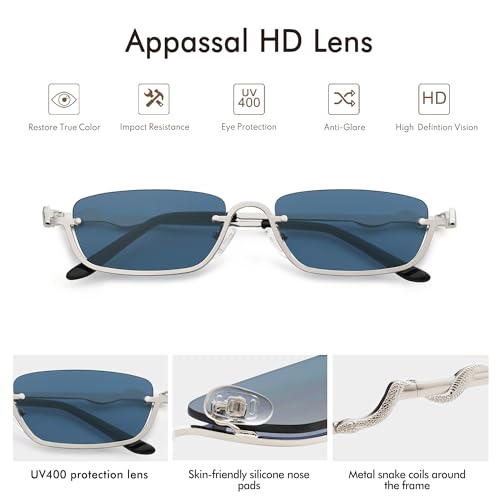 Y2K Snake Sunglasses for Women Men Narrow Rectangular Y2k Chic Sunnies AP3649