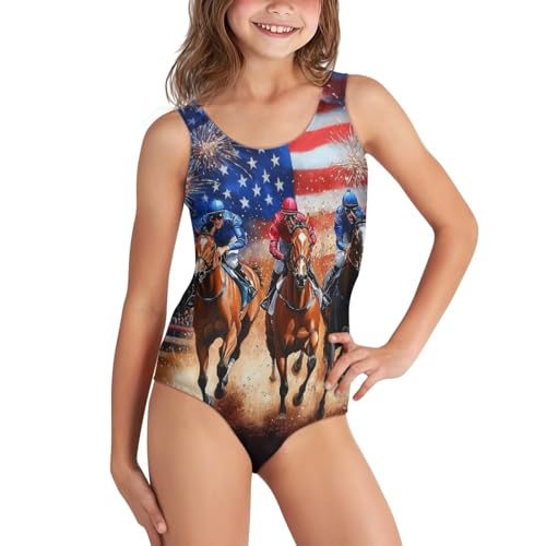 Image of WELLFLYHOM Girls Bathing Suits One Piece 5-14 Kids Full Coverage Swimsuits Cross Back Summer Swimwear for Beach Holiday
