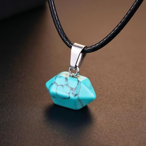Image of THE MEN THING MALACHITE - Natural Crystal Pendant with 19inch Leather Rope Chain for Men & Boys