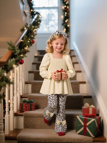 UNICOMIDEA Girls Clothes Set Shirt Top and Flare Pants with Bowknot 2-5T Kids 3 Piece Outfit For Girl4