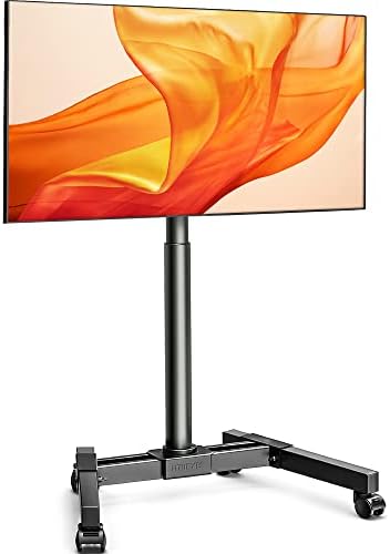 FITUEYES TV Cart Rolling Mobile TV Stand for 13-42 inches Flat Screens Display, Outdoor TV Stand Height Adjustable with Lockable Wheels