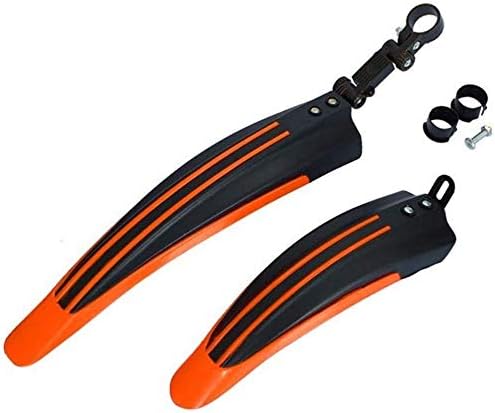 WIROJ BlueSunshine Bike Fender, Adjustable Road Mountain Bike Bicycle Cycling Tire Front/Rear Mud Guards Mudguard Fenders Set (Orange + Black)