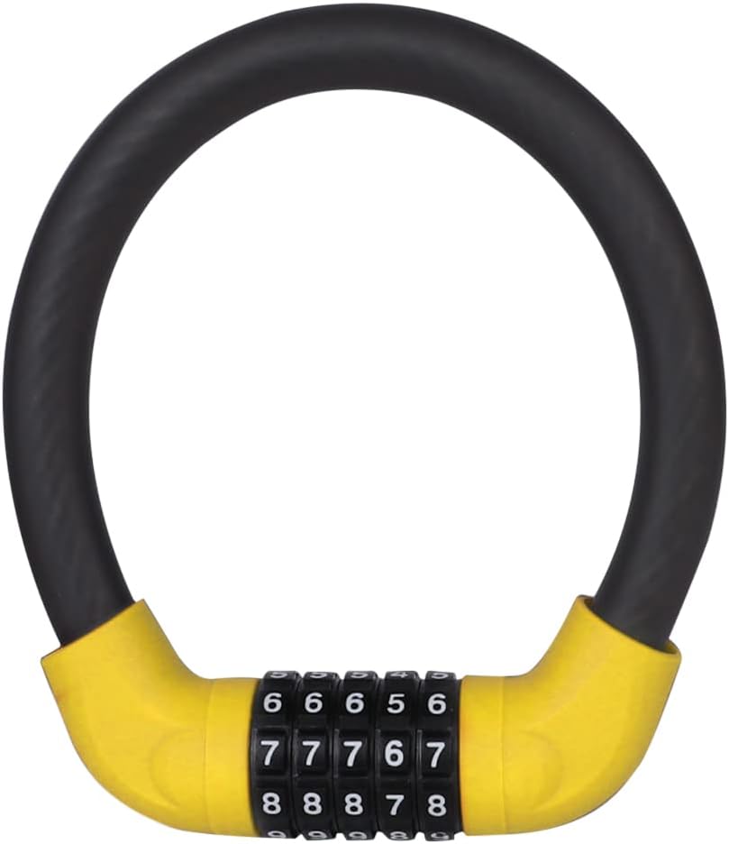 Bike Lock Bike Lock 5 Digit Code Combination Universal Bicycle Lock Bicycle Security Locking Equipment MTB Anti-theft Bike Accessories Bike Locks(Yellow 17.2x400mm)