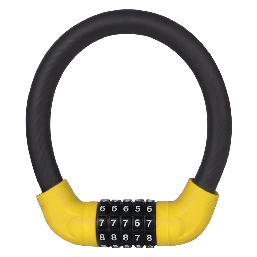 Bike Locks Bike Lock 5 Digit Code Combination Universal Bicycle Security Locking Equipment MTB Anti-Theft Accessories(Yellow 17.2x400mm)