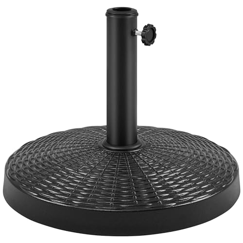 Image of Yaheetech 14kg Garden Parasol Base Stand - Round Resin Decorative Base for 38mm/48mm Poles Heavy Duty Outdoor Umbrella Stand Holder, Black