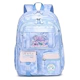 KEBEIXUAN Cartable Fille Primaire, Sac � Dos Scolaire Kawaii pour Filles 6-10 Ans (CP au CM2), L�ger et Respirant, Multi-compartiments pour �cole, Bleu