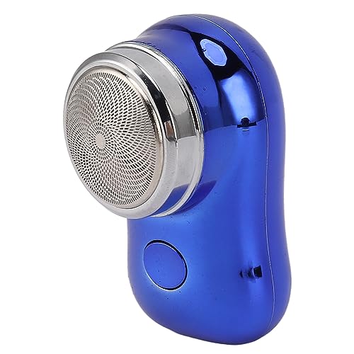 Mini Electric Shaver, Mini Razors Pocket Size Type C Rechargeable Beard Cutter Mini Beard Trimmer Mini Beard Clippers for Travel (Electroplated Blue)