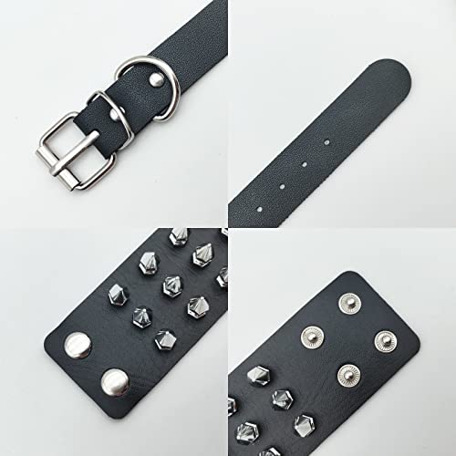 Puddin Choker Bracelet Set Punk Leather Bracelet Letter Collar Cosplay Accessory for Women Halloween Party Costume4