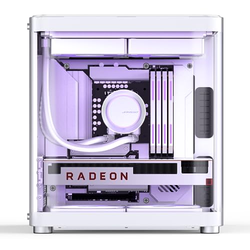 Image of JONSBO TK-1 White Micro ATX Mini Tower Computer CASE, Hyperboloid Glass Design, Separated Cabinet Structure, Al Alloy Shell Matx Desktop PC Case, Support ATX Power supply /240 AIO, White