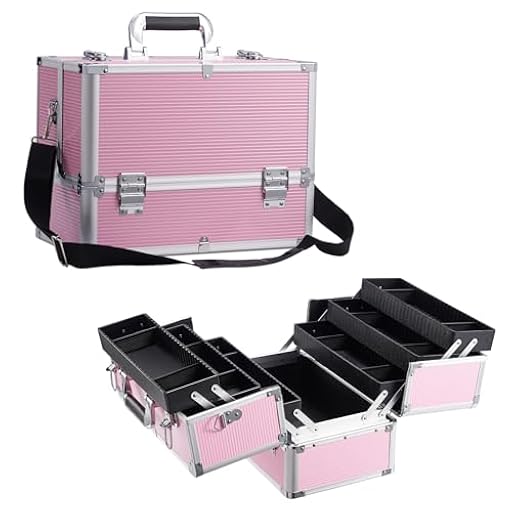 Joligrace Maletin Maquillaje Grande Estuche Maquillaje Neceser Maquillaje Joyero Organizador Mujer Maletin de Manicura Peluqueria Caja Maquillaje Cosméticos de Viaje Profesional con Correa, Rosa | Ya disponible en tu tienda friki favorita! En mundofriki.es!