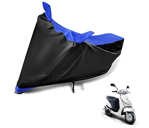 Image of Auto Hub Scooty Cover Compatible with Mahindra Duro 125 with Mirror Pocket, Dustproof, Heat Resistant, Triple Stitched, Duro 125 Scooty Cover- Black, Blue