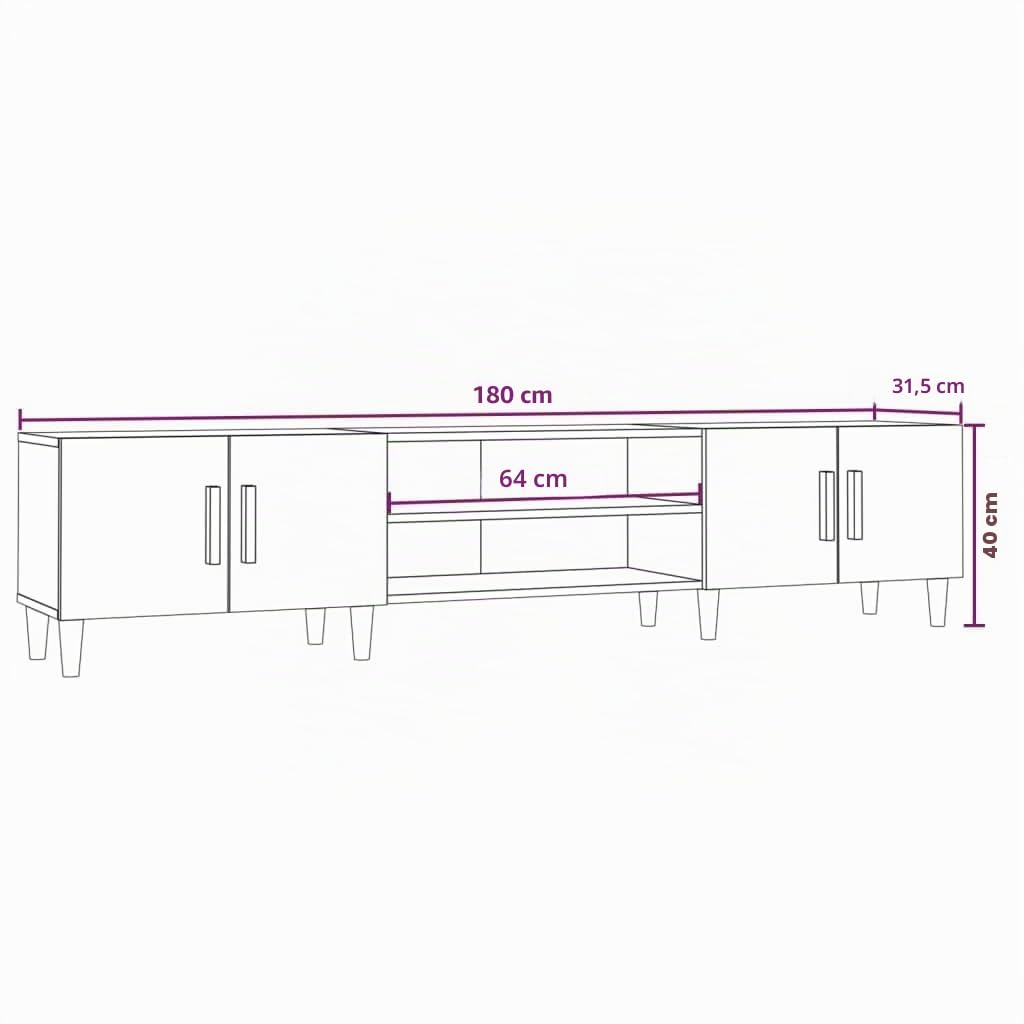 vidaXL Meuble TV Blanc 180x31,5x40 cm Bois d'ingénierie