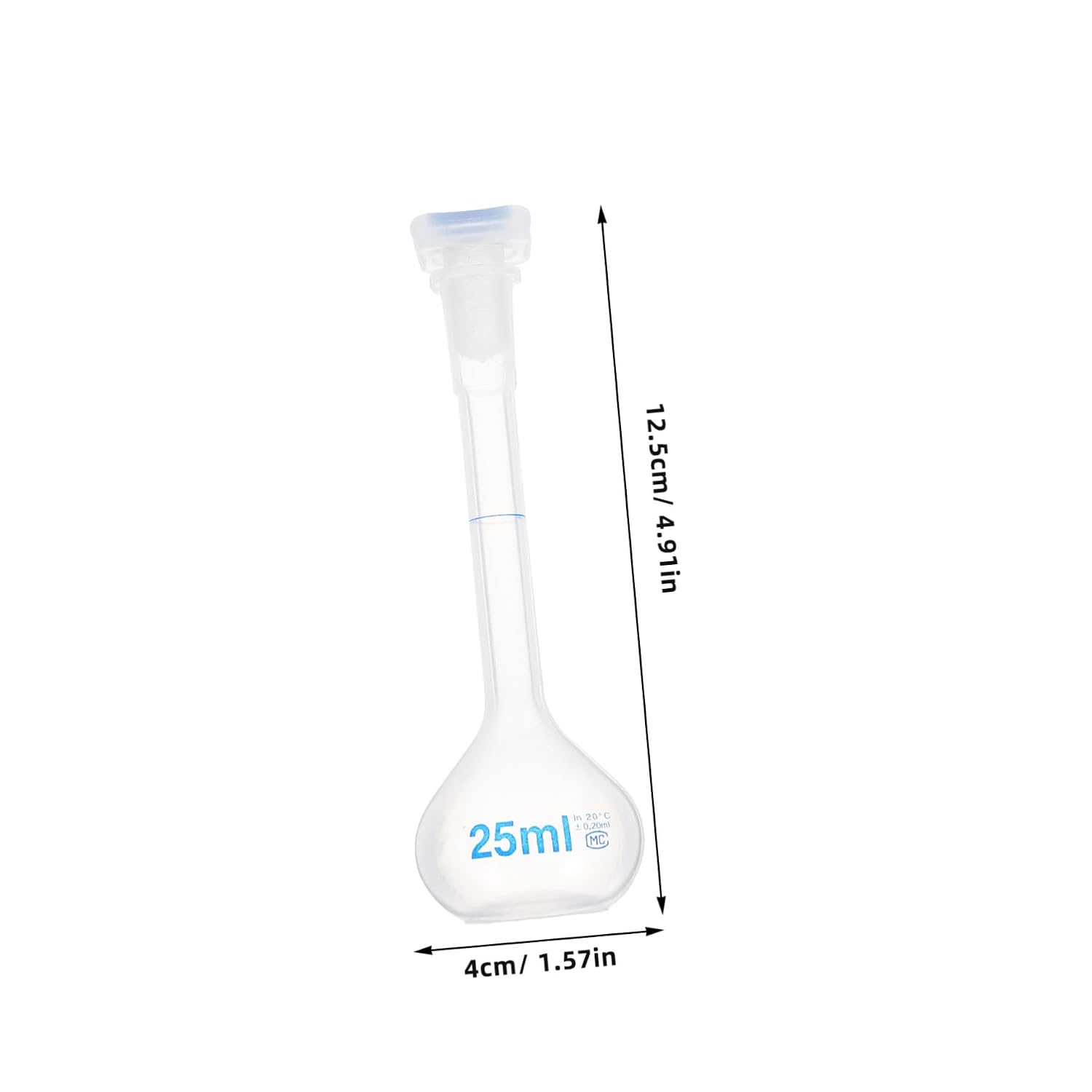 25ml Volumetric Flask for Laboratory Use, Pp Plastic Bottle with Cap, Accurate Liquid Measurement and Easy Pouring for Chemistry and Biology Experiments