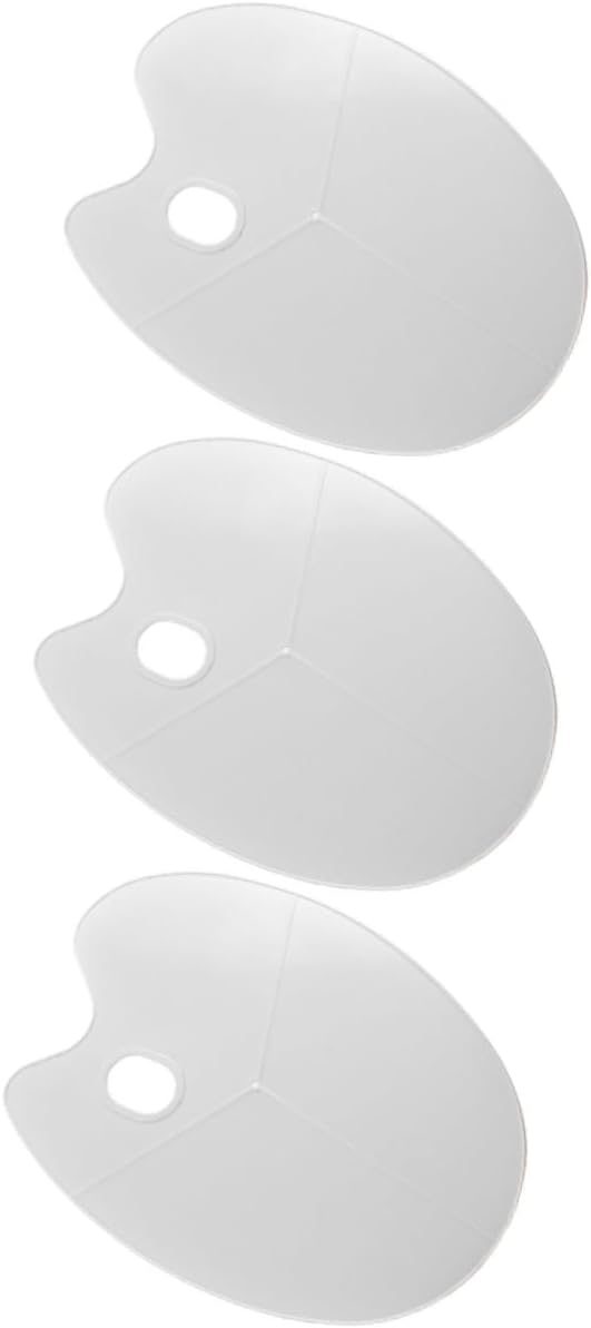 HOMSFOU 3Pcs Oval-Shaped Paint Pallet for DIY Painting Deep Mixing Tray for Watercolor and Acrylic for Artists and Craft Enthusiasts