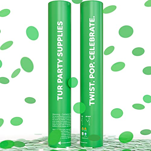 2 Pack Confetti Cannon Confetti Poppers | Biodegradable Green Confetti | TUR Party Supplies | Launches Up to 25ft | Giant (12 in) | Party Poppers for Graduation Birthdays Weddings and Memorial Day