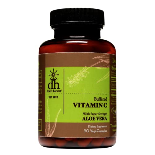 Desert Harvest Buffered Vitamin C Supplement With Aloe Vera For Absorption - Antioxidant Support, Immune Support, Ic Support - 90 Capsules #TOP5