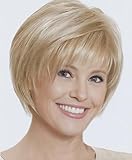 SEVENCOLORS Short Blonde Wigs for Women Pixie Cut Wigs with Bangs Straight Layered Short Hair Wigs Natural Looking Synthetic Light Blond Wig