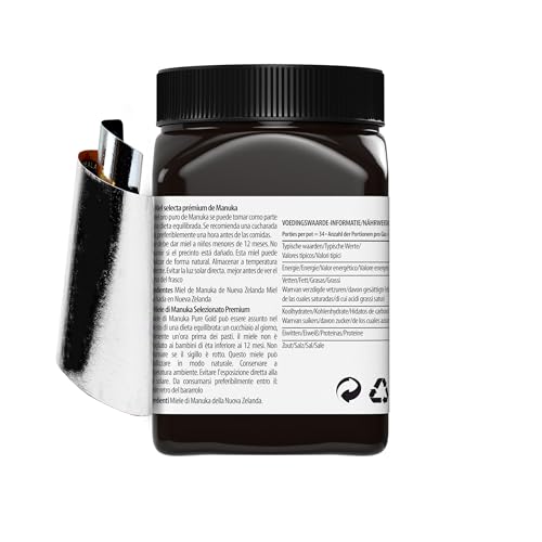 Pure Gold Manuka-Honig 525+ 500 g, Honig aus Neuseeland, im Kunststoffbehälter, MBO-zertifiziert und nach MPI-Standards