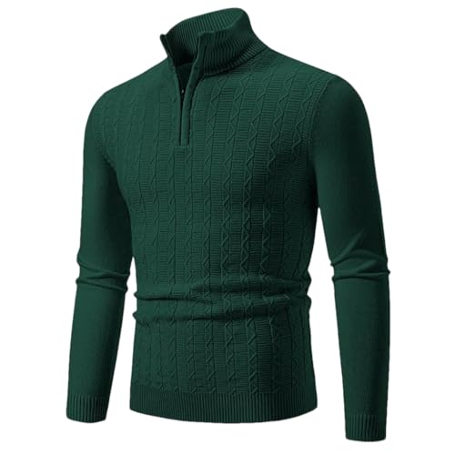 Men's Sweatwear Warm Pullover Solid Color Half Zipper Sweater V-Neck Long Sleeve Men's Knitted Sweater
