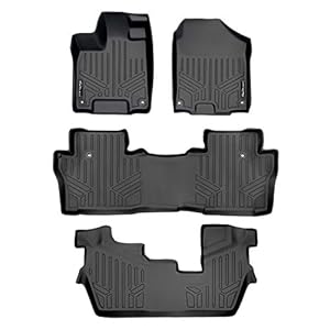 SMARTLINER Custom Fit Floor Mats 3 Row Liner Set Black Compatible with 2016-2022 Honda Pilot (No Elite Models)