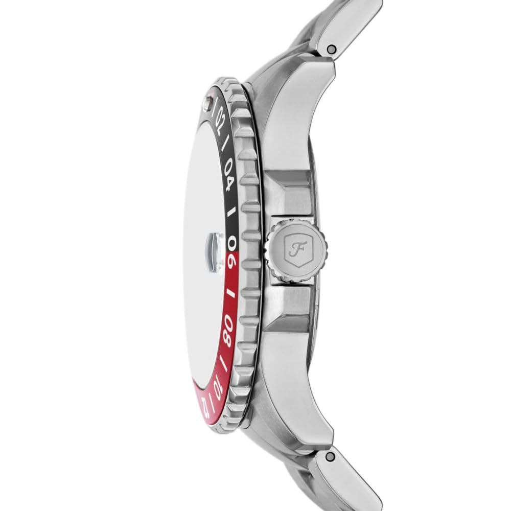 Fossil Herren-Armbanduhr, GMT, Edelstahl, Blau, silber
