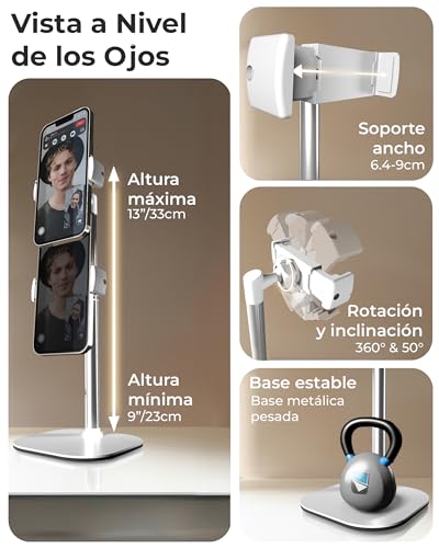 COOPER ChatStand, Soporte Movil Mesa Ajustable para Grabar, Tripode Movil Videos, Soporte Telemovel Mesa, Tripe Telemovel, Tripode para iPhone et Samsung et Android (Blanco Escarcha) - imagen 3