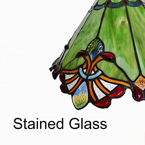 Image of Mission Lamp Shade Replacement Green Red White Tiffany Stained Glass Lampshade Only with Cap Fit for Table Lamp Floor Lamp Reading Desk Lamp Ceiling Pendant Light Chandelier,Green,17