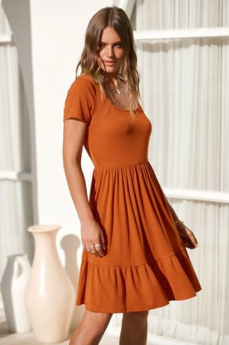 Image of Newshows Women's 2026 Summer Casual Square Neck Ruffle A Line Beach Vacation Sundress Work Business Dress with Pockets
