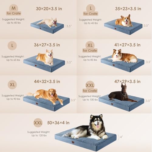 Image of EHEYCIGA Orthopedic Dog Bed Extra Large with Removable Washable Cover, 44IN