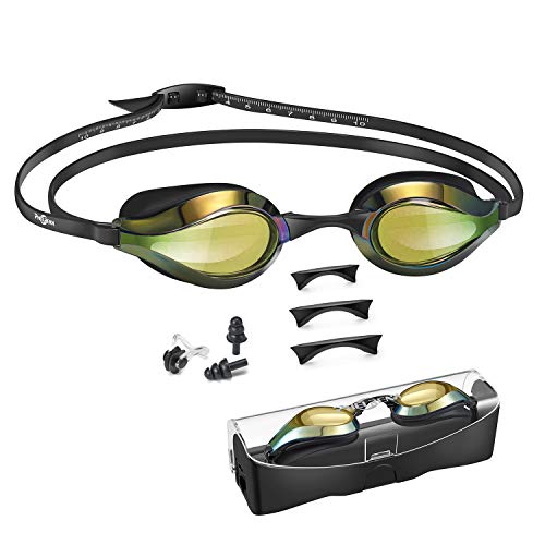 Swimming Goggles, with Scale Head Strap Swim Goggles, Clear Vision Anti Fog & Glare No Leaking for Adult Kids