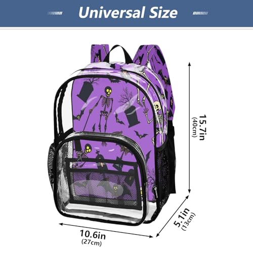 Clear Backpack for School Black and White Skull Pattern Transparent Bookbag for Girls See Through PVC Boy Backpacks4