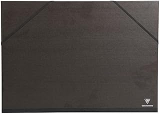 Clairefontaine - Ref 44800C - Kraft Art Folder - A3+ Size, Elastic Straps Closure, White Paper Lining, Acid Free - Suitable for Transporting Artwork - Black