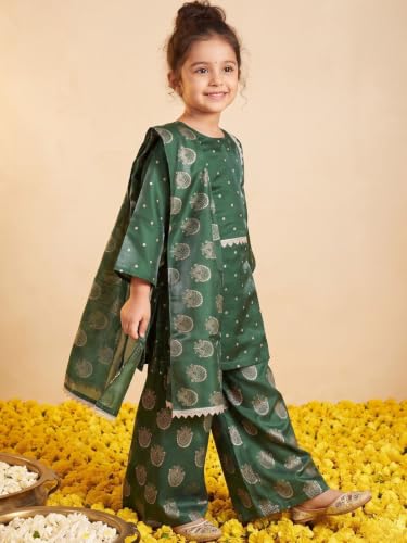 Image of AJ DEZINES Ethnic Wear Sharara Suit Set For Girls|Punjabi dress for Kids|Silk Blend Girls Salwar Suit|Traditional Patiala Outfit|Stylish Kids Kurta for Festivals Weddings & Special Occasions