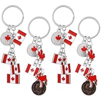PRETYZOOM Porte-clés Canada Drapeau Symbole Porte-clés Anneaux Homme Femme Décorations Porte-clés Sac à Dos Sac Pendentif Cadeau 4 Pièces (Stille 1 + 2 Chaque 2 Pièces) - - 11 * 3 centimètres