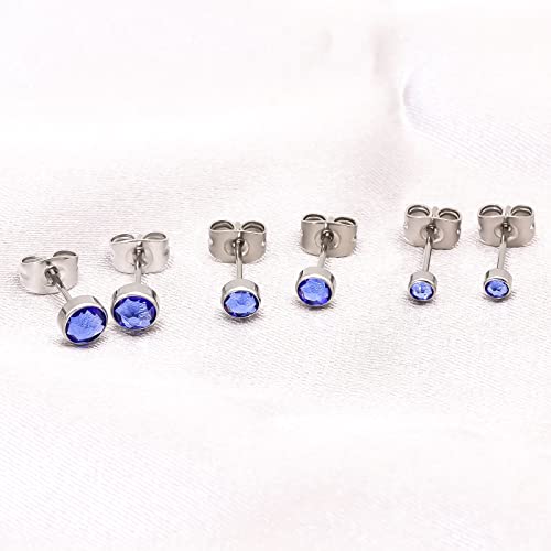 G23 Titanium Studs Earrings Hypoallergenic Earrings Women Stud Earrings Nickel Free Dainty Earrings for Sensitive Ears 3mm/4mm/5mm Stone Size Options4